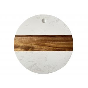Round GRS Decorative Storage Tray Marble And Acacia Wood