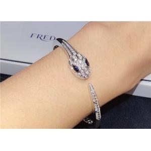 Charming 18K Gold Diamond Jewelry , BVL Serpenti Bangle Bracelet With Blue Sapphire Eyes