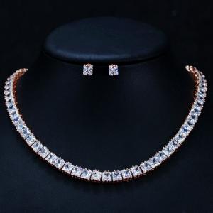 Simple Female White Crystal Jewelry Set Charm Necklace Bracele Earring Ring For Women Ring Bracelet Wedding Necklace