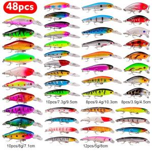 48pcs Fishing Lure Set Crankbait Artificial Hard Bass Bait  Fish Tackle Box