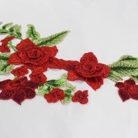 China 34*18 CM Red Flower Embroidered Applique Patches For DIY Dress Decorative on sale
