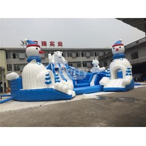China Outdoor Amazing Bear Inflatable Water Park With Slide Blue And White supplier