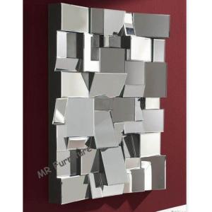China Decorative Faceted Wall Mirror , 80 * 110cm Size 3D Living Room Wall Mirror wholesale