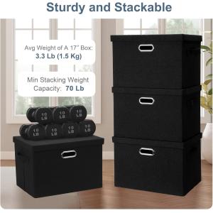 China DURABLE DOUBLE-SIDED HANDLES Linen Foldable Storage Bins With Lids, 2 Pack, Storage Boxes With Carrying Handles And Sturdy Heavy Cardboard supplier