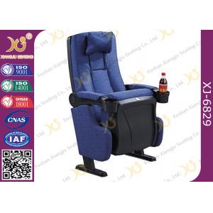 China Gravity Recovery Fabric Surface Cinema Theater Chairs Folding Up With Cup Holder wholesale