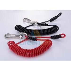 China Protec Tools Safe Hot Black /  Red Retention Spring Clip Lanyards 3.5MM Cord supplier