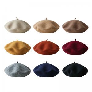 OEM Embroidery Logo Multicolored Wool Beret Hat For Adults