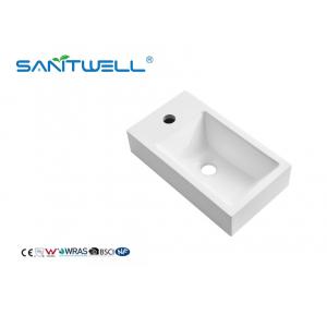 SWZ857 Sanitary Ware Product Stone Resin Basins Eco-Friendly Glossy White Countertop Sinks For Hotel