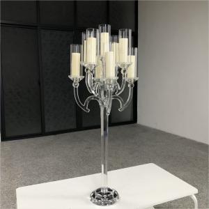 9 Arms 95cm Tall Crystal Glass Candelabras Acrylic Crystal Candle Holder Centerpieces