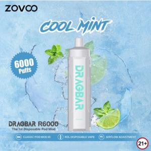 China Cool Mint flavor Zovoo Dragbar R6000 6000 puffs Disposal Vape with 18 ML E-liquid Juice supplier