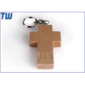 China Wooden Cross 8GB USB Flash Drive Free Key Ring Fine Gift for Christmas supplier