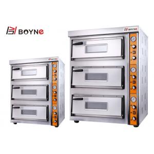 Stainless Steel Commercial Pizza Oven Three Deck Bakery Oven With Stone