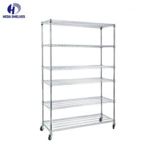 China Rack Black Metal Wire Shelving 5 Shelf Wire Rack With Wheels 12 X 30  48x18x72 supplier