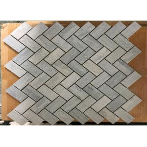 Blue Wooden Marble Herringbone Tile Backsplash For Wall Cladding , 1" X 2" Size