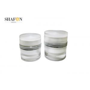 China Skin Care Clear Cream Cosmetic Jar Blue / White Color Korean Style Round Design supplier