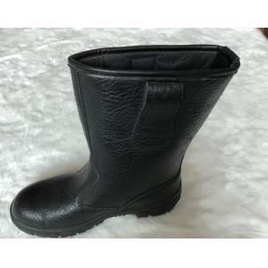 China Cow Leather Steel Toe Knee Boots , Pu Injection Slip Resistant Rubber Boots supplier