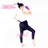 Vital Hip Hop Dance Costumes White Sleeveless Shirt Purple Bow Tie Black Leotard