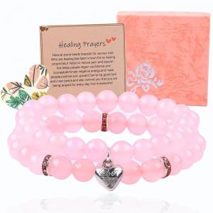 China 8mm Rose Quartz Gemstone Bead Bracelet Healing Energy Charm Jewelry supplier