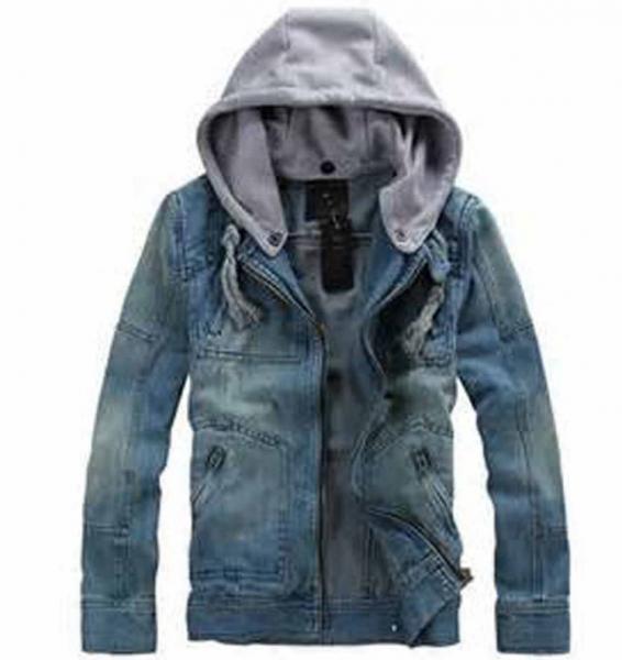 Winter Denim Jean Hooded Anorak Jacket 100% Heavy Cotton Zipper Front