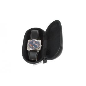 China PU Leather Velvet Lining Pocket Watch Display Case , Zipper Mens Watch Case supplier