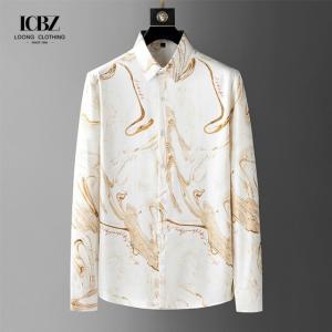 Autumn Long Sleeve Men Casual Check Vintage Printed Shirts Slim Fit Single Breasted