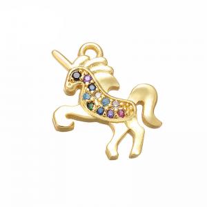 China DIY 18k Gold Unicorn Necklace Horse Charms Bracelet Pave CZ Zircon supplier