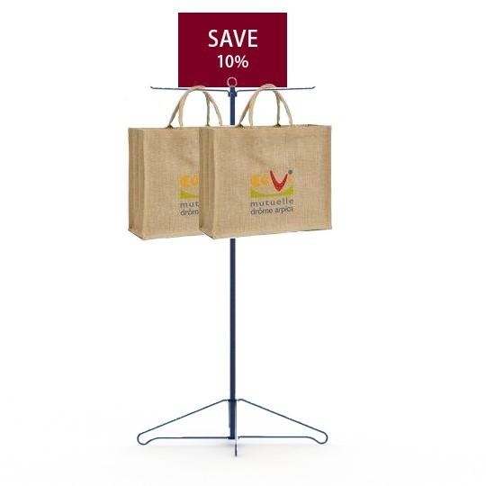 Grocery Promotion Bags Holder Metal Floor Display Stands Two Metal Hooks Long