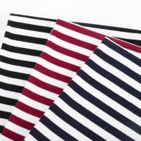 China Custom Cotton Lycra Rib Knit Fabric Summer T Shirt Plain Striped Material on sale