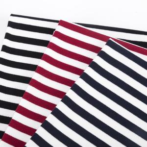 Custom Cotton Lycra Rib Knit Fabric Summer T Shirt Plain Striped Material