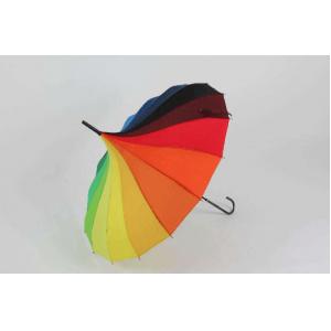 Tower Shape Rainbow Coloured Umbrella , Big Rainbow Outdoor Umbrella 14 Ribs
