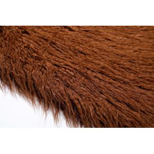 Brown Acrylic Mongolian Curly Sheep Faux Fur Fabric , Mixed Mongolian Fur By The Yard