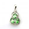 China 925 Silver Three Stones Green Clear Cubic Zircon Pendant Necklace (PSJ0377) wholesale