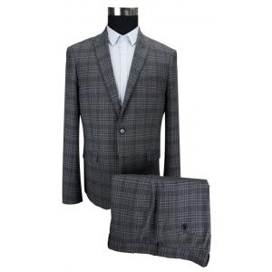 Dark Mens Grey 2 Piece Suit Business , Slim Fit Tailored Suits Zipper Fly