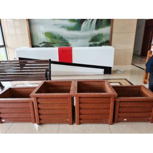 China Fiberglass Reinforced Wooden Grain Flower Box For Garden Hotel Or Commecial Square supplier