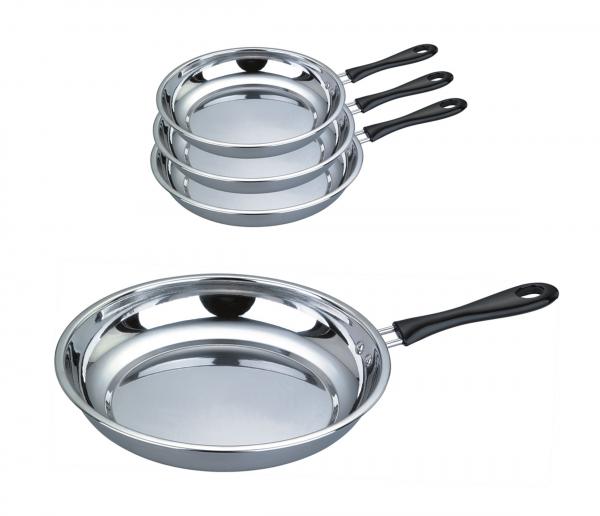 Food Grade 410 # Stainless Steel Non Stick Frying Pan Surface Mirror Polish