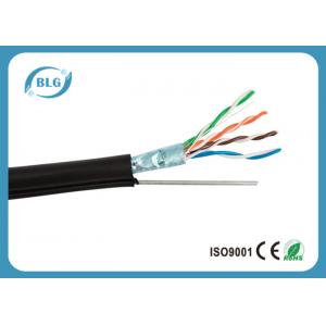 China Outdoor Wiring Cat5e Lan Cable 0.51mm OFC Ethernet FTP Foil Shielded With Steel Messenger supplier