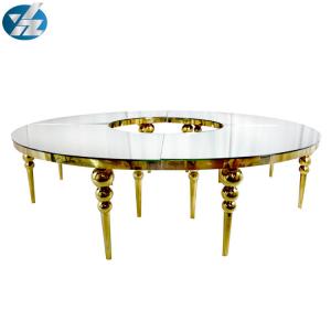 SS Round Curved Gold Rent Wedding Dining Table Hotel Event Big Tables D340XH75