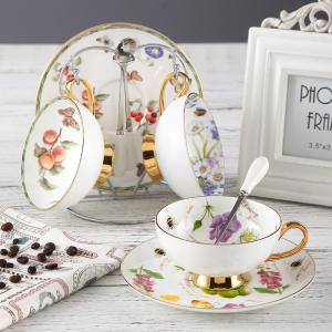 Kitchenware Smooth Gently 230ml Personalised Bone China Tea Cups With Spoon