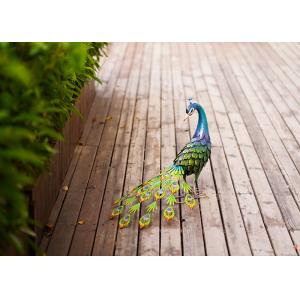 Colorful Animal Peacock Metal Garden Ornament Artistic Weatherproof