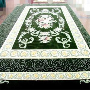 3d Green Hand Embossed 100 Wool Carpet Rug Fire Resistance Anti - Slip Feature