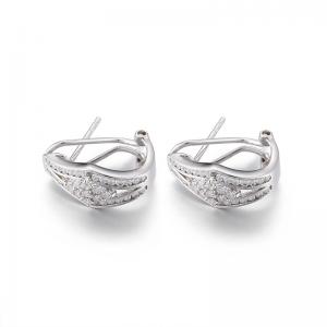 China 3.13g Sterling Silver Oval Hoop Earrings Rhombus Cubic Zirconia Square Stud Earrings supplier