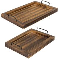 China Eating Antibacterial Bamboo Food Tray Kitchen Wood Serving Rustic Set With Handle on sale