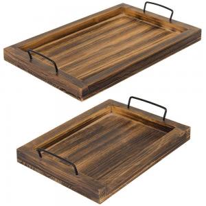 China Eating Antibacterial Bamboo Food Tray Kitchen Wood Serving Rustic Set With Handle supplier