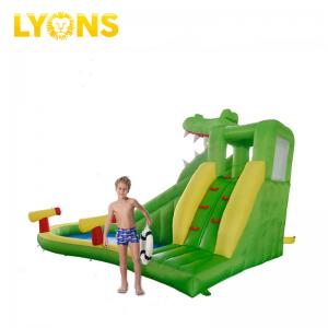 Green Gonfiabili Min Crocodile Inflatable Water Slide For Kids Happy Hop Design