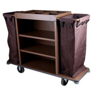 China 6 PP Wheels Iron Paint Brown Room Service Equipments , Hotel 3 - Tier  Housekeeping Cart supplier