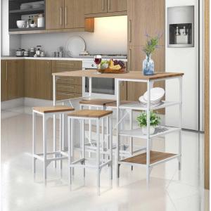 China 35.8inch height 5 Piece Counter Height Dining Table Set With 4 Backless Bar Stools supplier