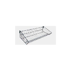 China 1000mm White Coated Wire Shelving 300mm Metal Tiered Basket Stand supplier