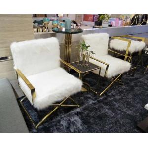 Leisure Gold Stainless Steel Faux Fur Single Sofa Chair for Living Room