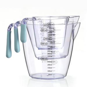 BPA Free 3 Piece Plastic Measuring Cup Set with silicone handle