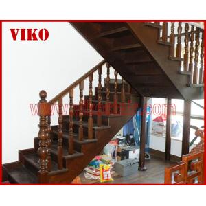 Solid Wood Staircase VK94S  American Handrail Tread American ,Railing tempered glass, Handrail b eech Stringer,carbon